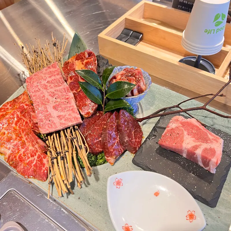 정갈하게 담겨 나온 고기 모둠