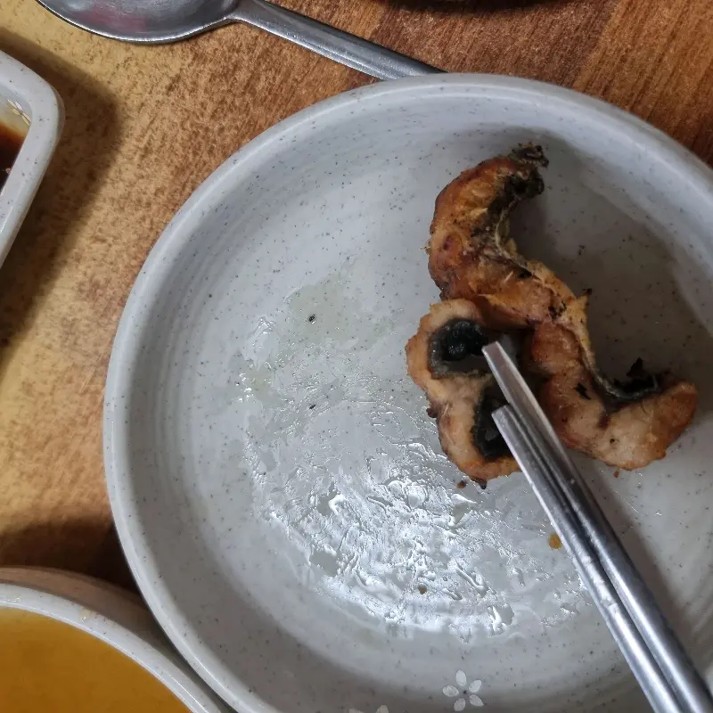 잘 구워진 장어 한 점