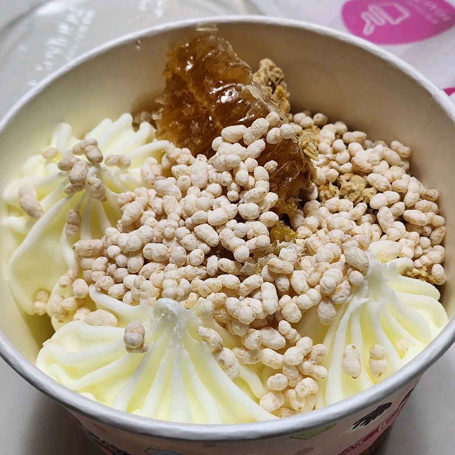 요거트 아이스크림과 벌집꿀 토핑 사진