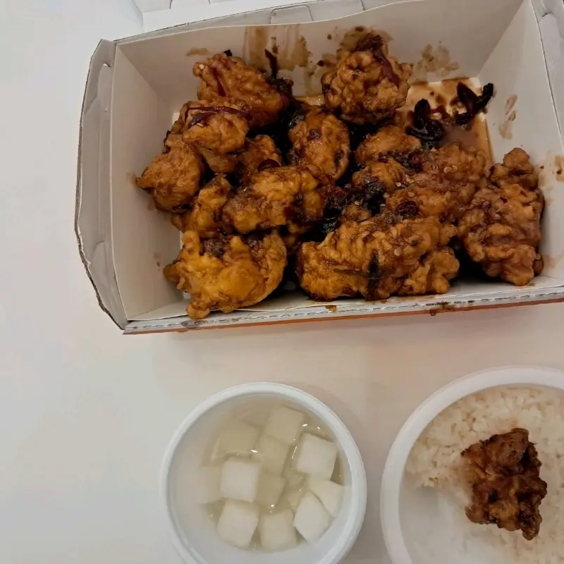 고메 순살 치킨과 밥