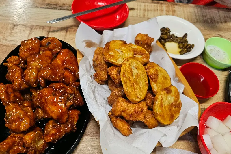 양념, 후라이드, 감자튀김