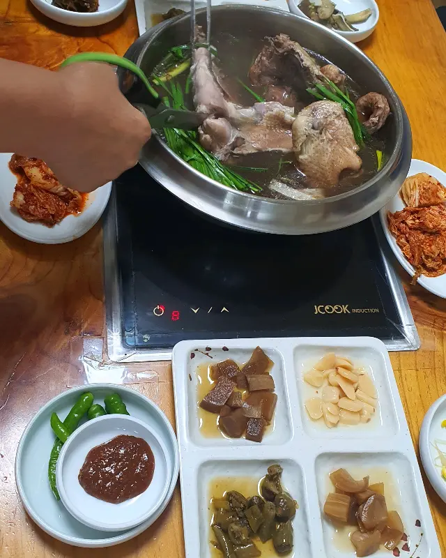 먹기 좋게 손질된 능이백숙