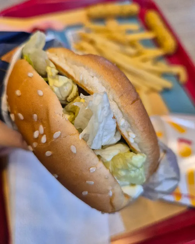 신선한 야채가 가득한 햄버거