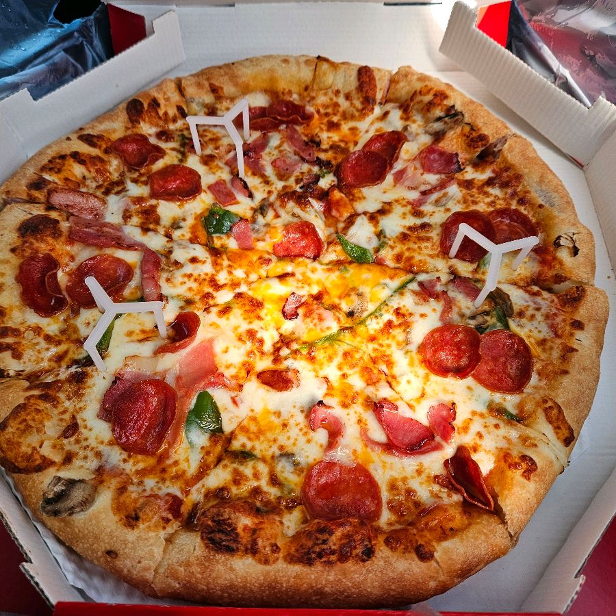 이재모피자 포장 개봉