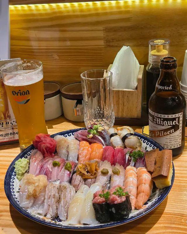 맥주와 함께 즐기는 '욕심쟁이' 초밥