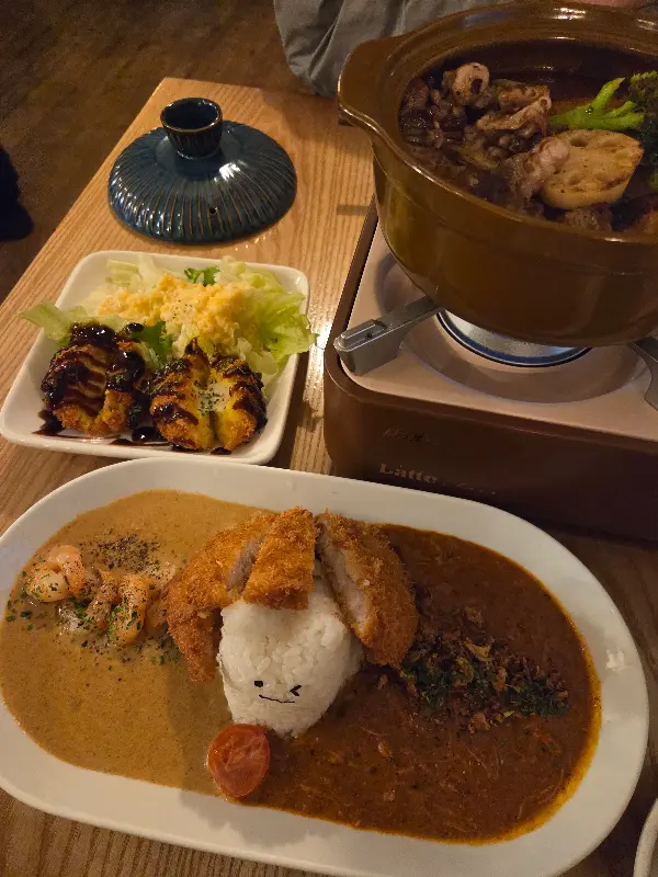 미니 화로에 구워 먹는 빵과 떡, 그리고 카레