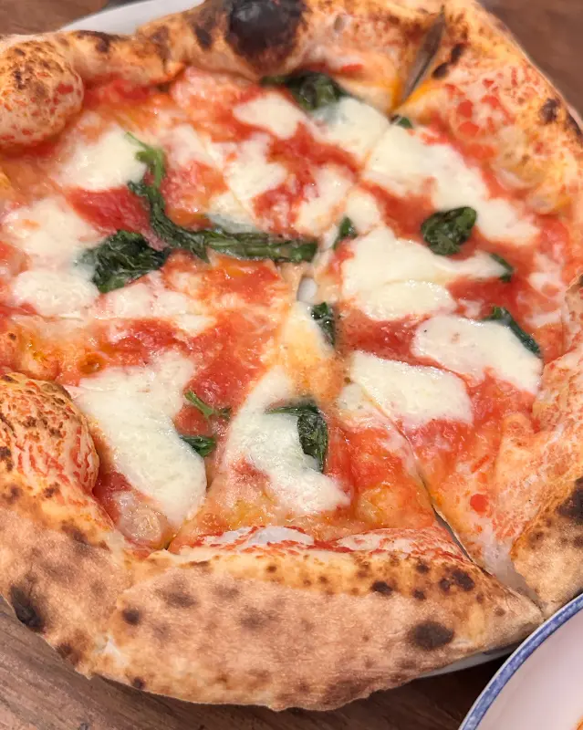 화덕에서 구워진 마르게리따 피자