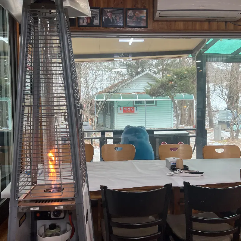 따뜻한 햇살이 들어오는 아늑한 식당 내부