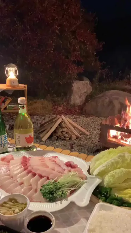 캠핑장에서 즐기는 방어회