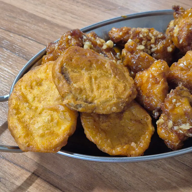 마늘통닭과 고구마 튀김