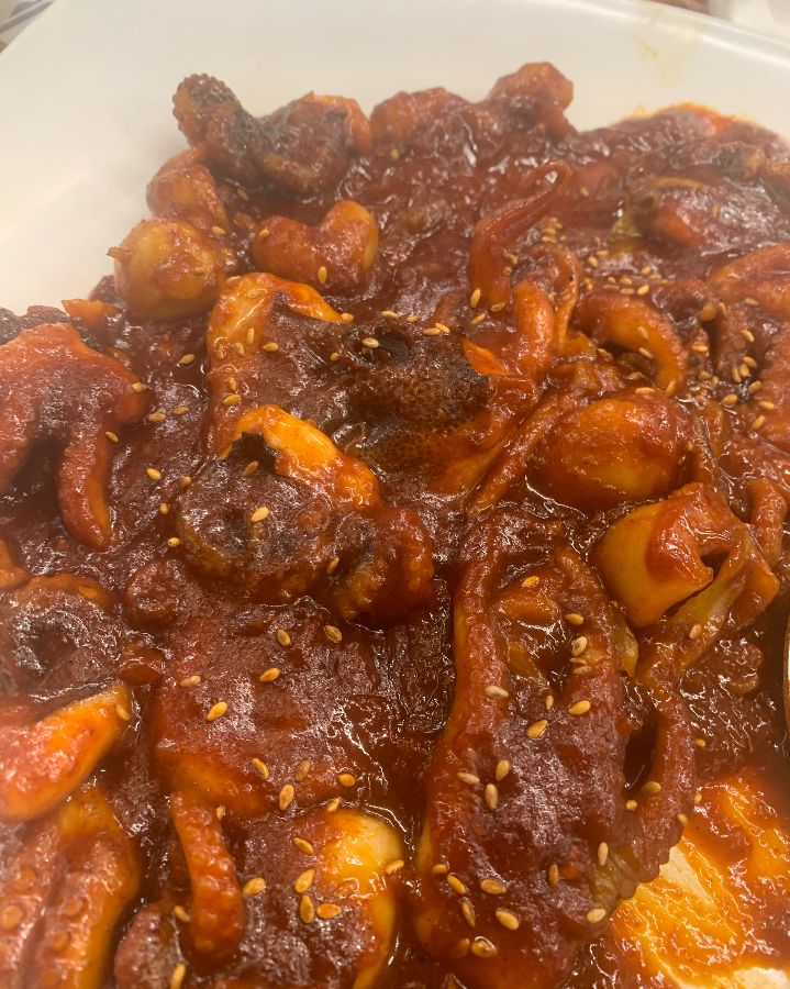 매콤한 쭈꾸미의 클로즈업