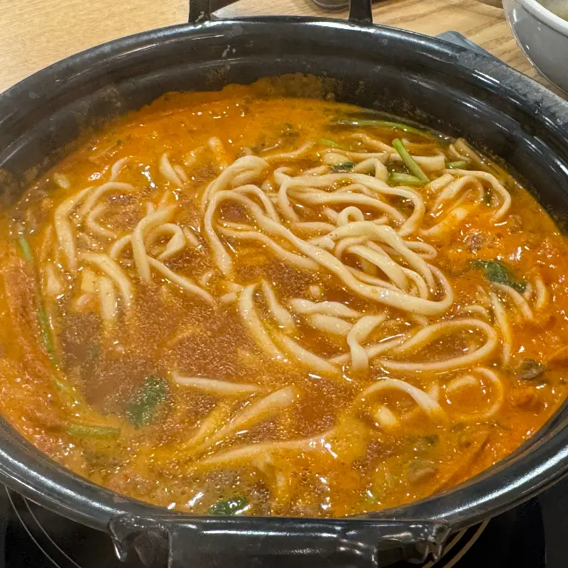 칼국수 투하 후