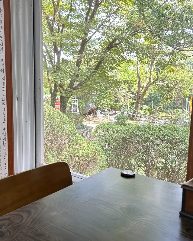 창밖으로 보이는 아름다운 자연 풍경