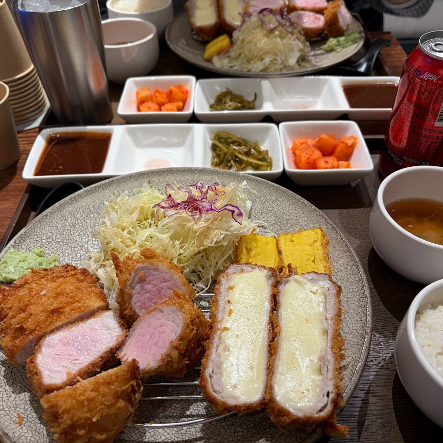 츠야카츠의 특모듬카츠 정식 항공샷