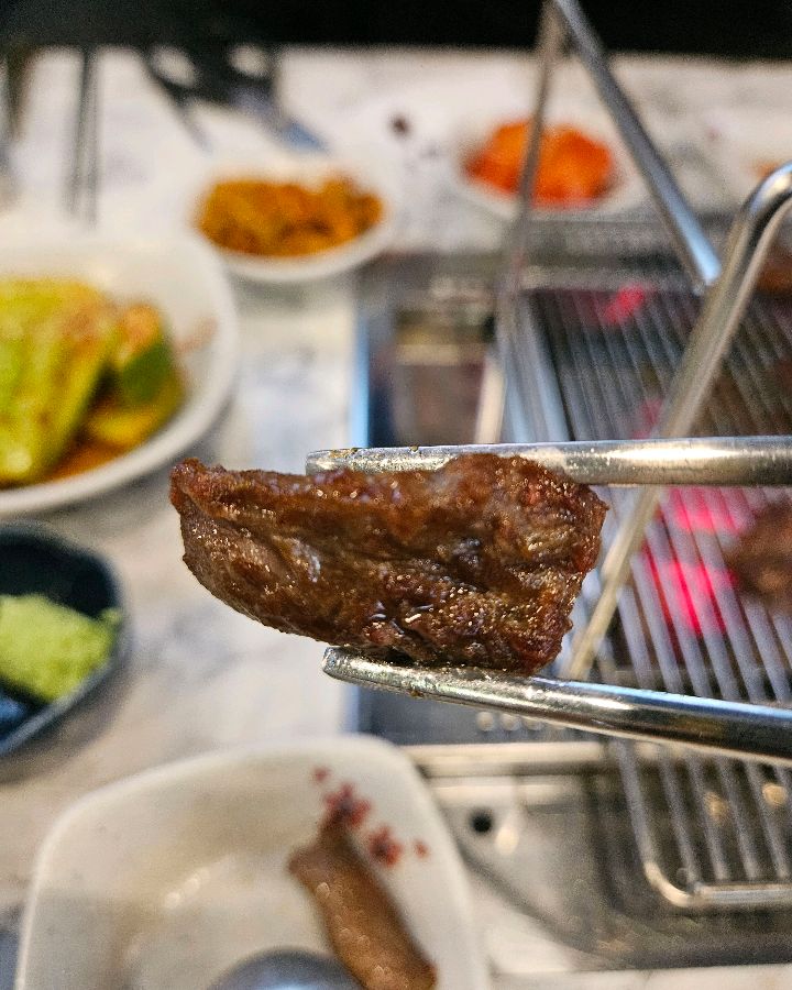 잘 구워진 양꼬치 클로즈업