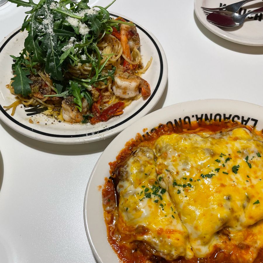 새우 루꼴라 파스타와 라자냐