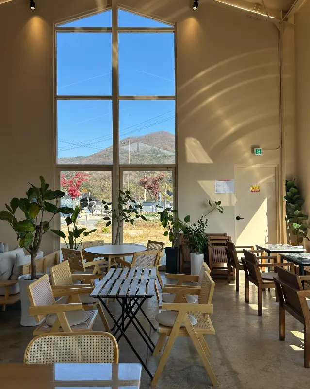 햇살이 가득 들어오는 동산커피 내부