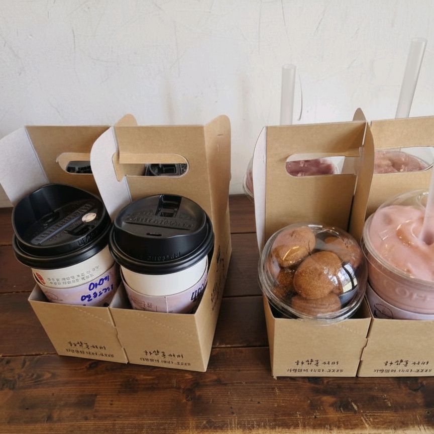 테이크 아웃 음료와 디저트