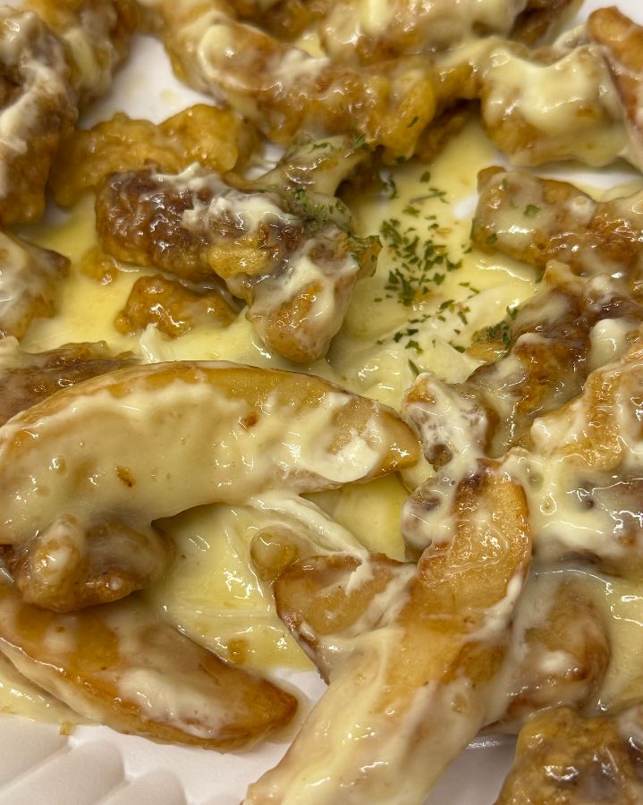 감자크림탕수육 클로즈업