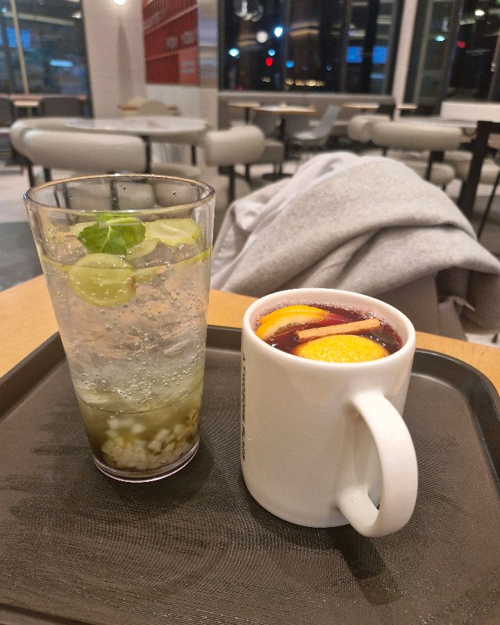 상큼한 레몬이 들어간 따뜻한 차와 시원한 음료