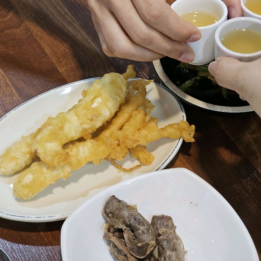 인삼튀김, 닭똥집, 인삼주