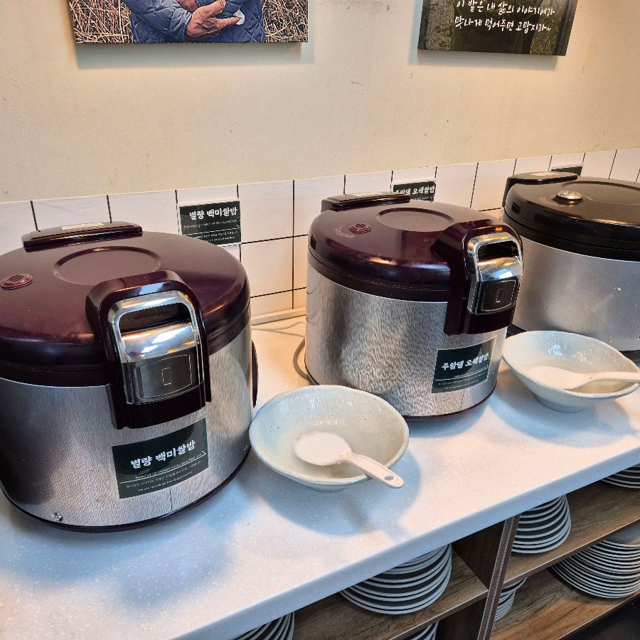 갓 지은 윤기 흐르는 밥