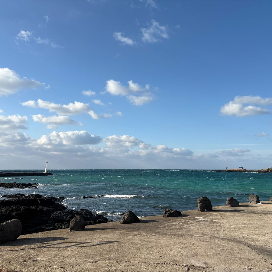 아라파파 북촌 바로 앞에 펼쳐진 제주 바다