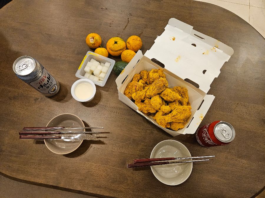 치킨과 음료 세팅
