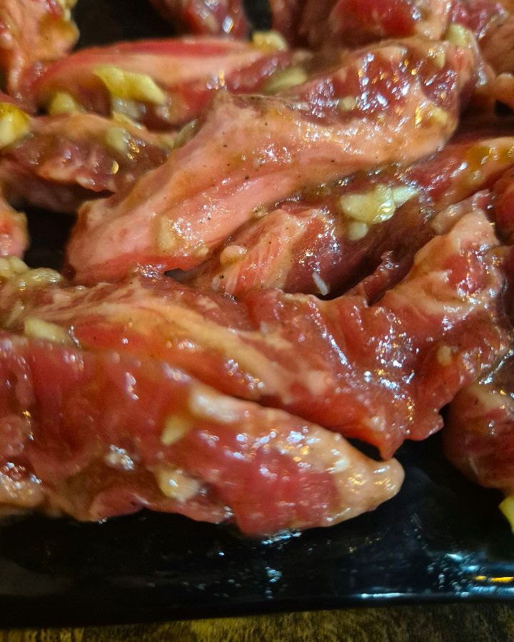 신선한 갈비살의 클로즈업