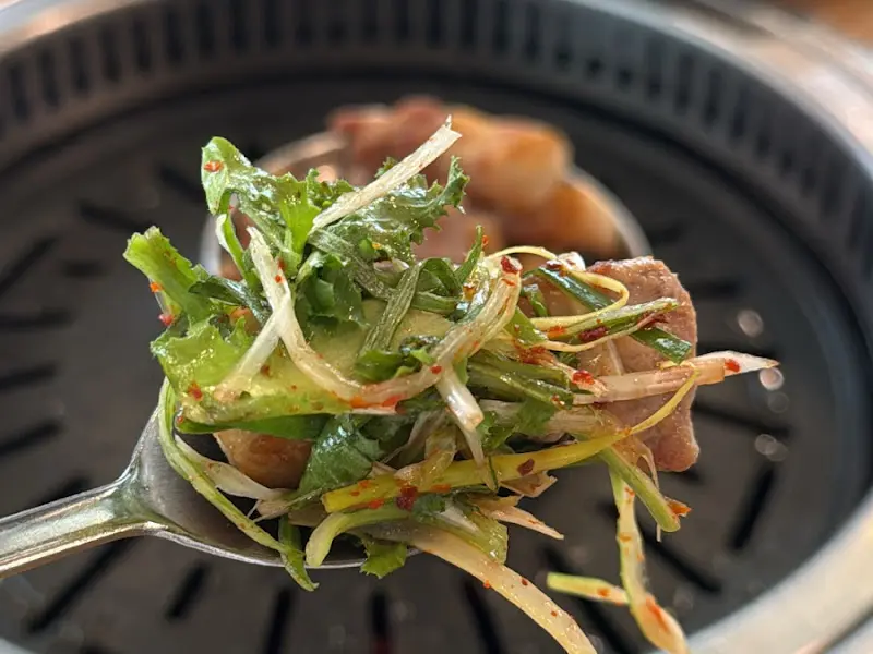 삼겹살과 파채의 조합