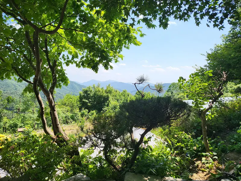 식당에서 바라본 산 능선