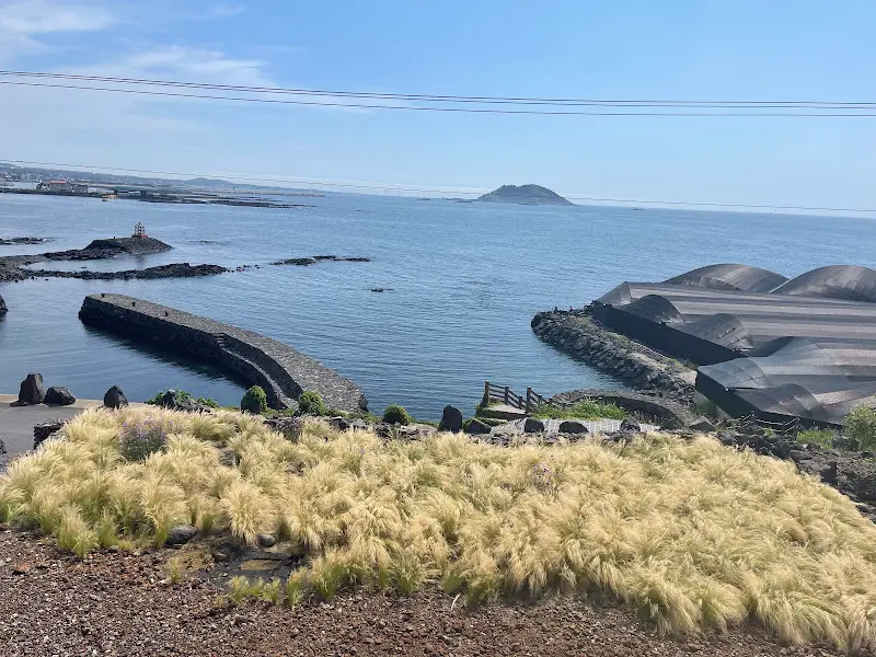 카페에서 바라본 탁 트인 바다