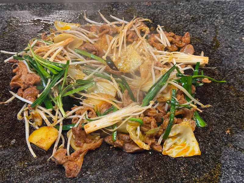 오리 양념과 함께 구워 먹는 야채들