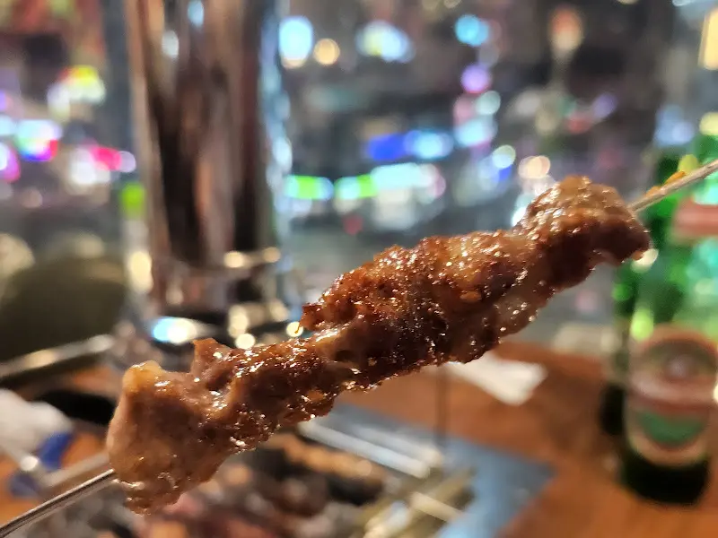 잘 익은 양꼬치 클로즈업