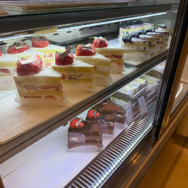 쇼케이스 안의 케이크