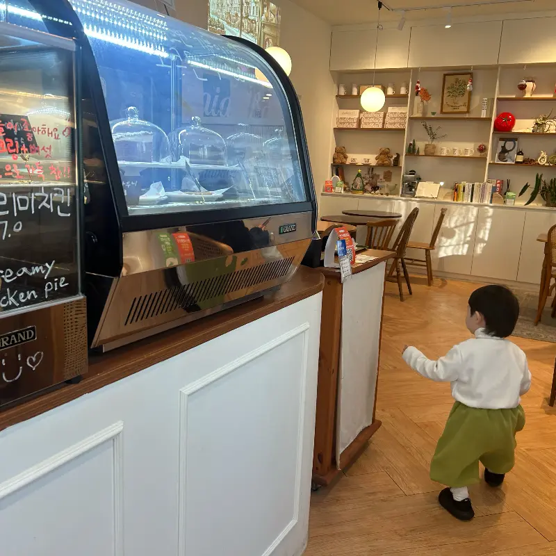 쇼케이스에 진열된 디저트