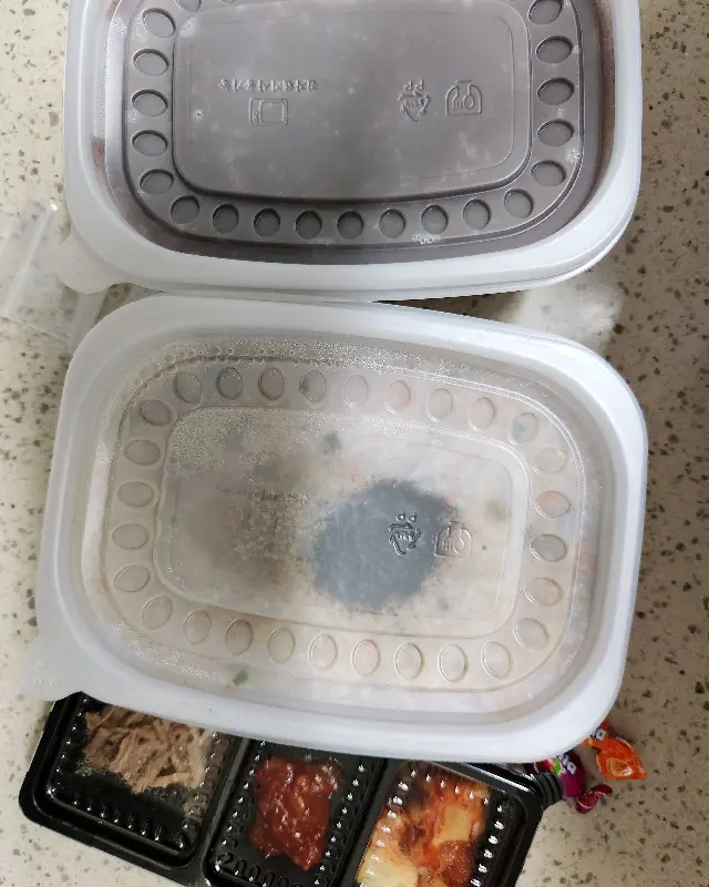 포장 용기에 담긴 죽과 반찬