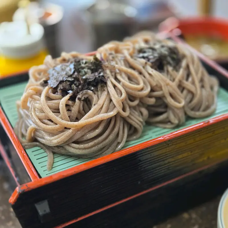 모밀 면의 클로즈업