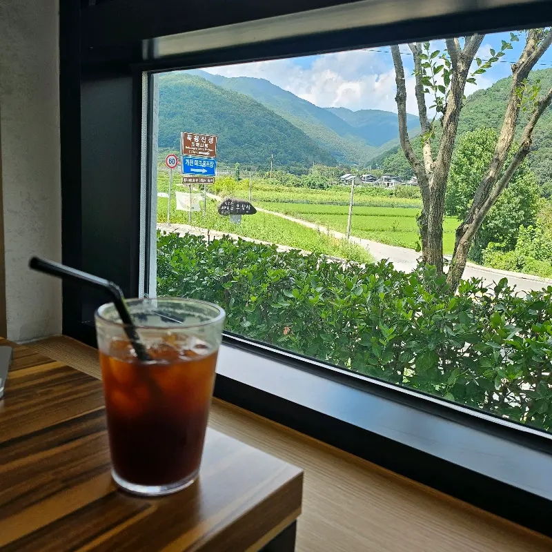 창밖으로 보이는 아름다운 풍경