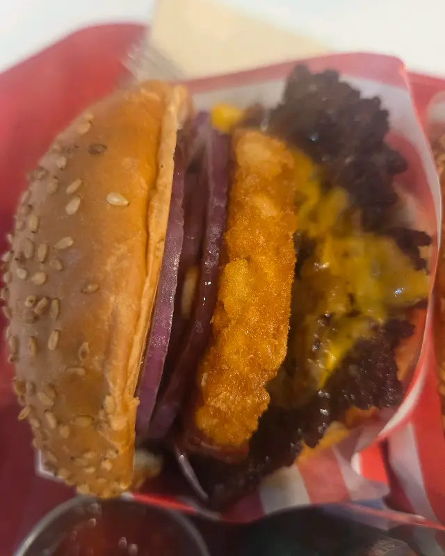 더블 치즈 버거의 푸짐한 모습