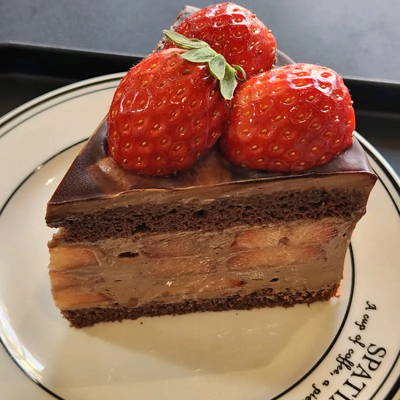 딸기가 듬뿍 올려진 초코 케이크