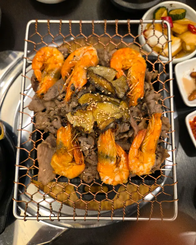 소불고기와 새우