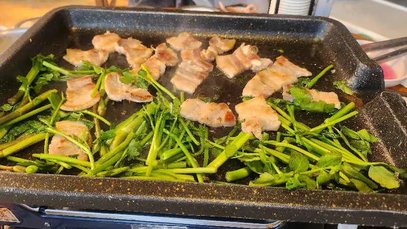 미나리와 삼겹살