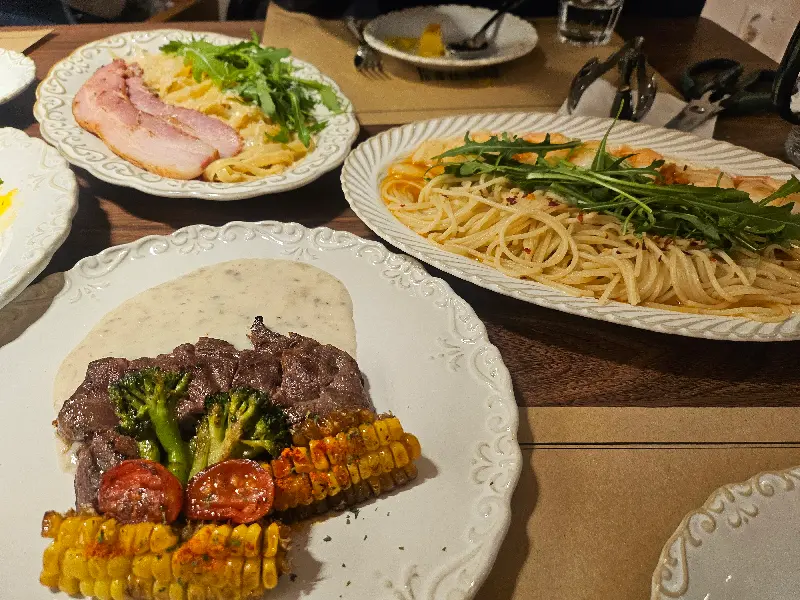파스타와 스테이크