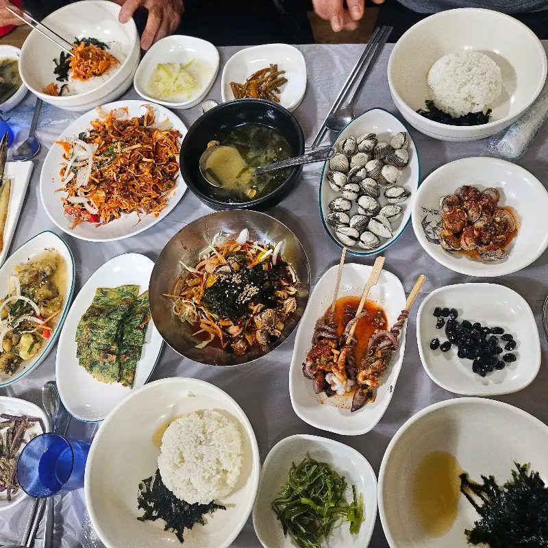 꼬막 정식 항공샷