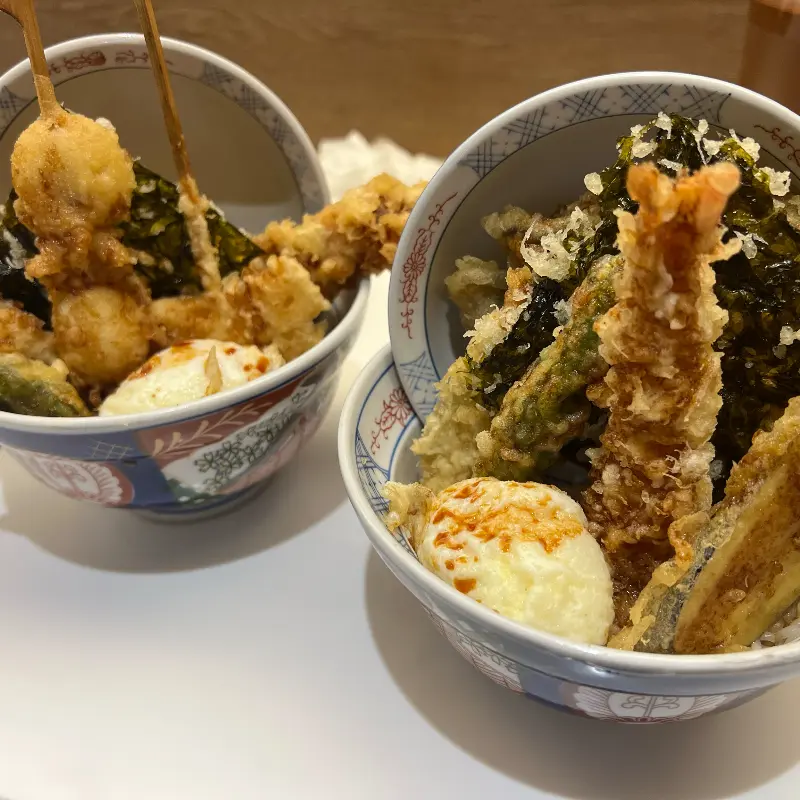 온센텐동과 이까텐동