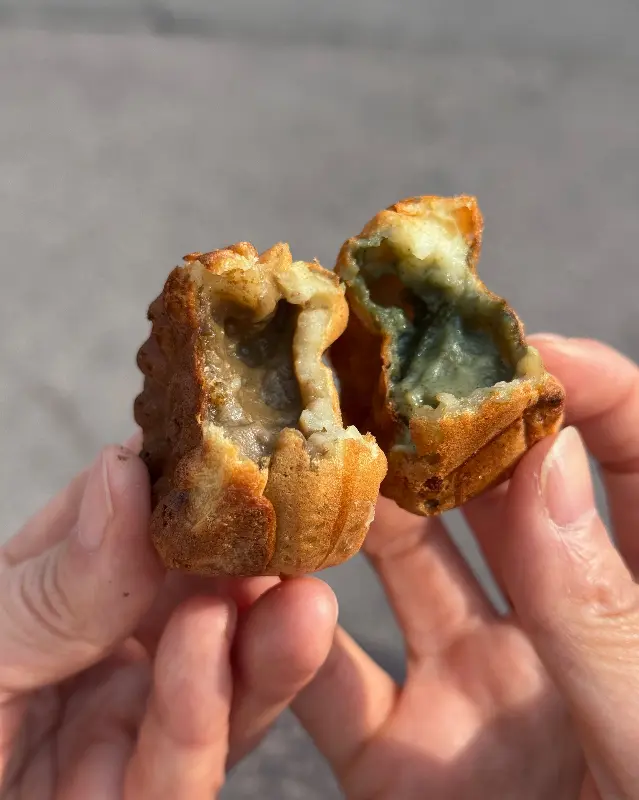 쑥 슈크림 국화빵의 단면