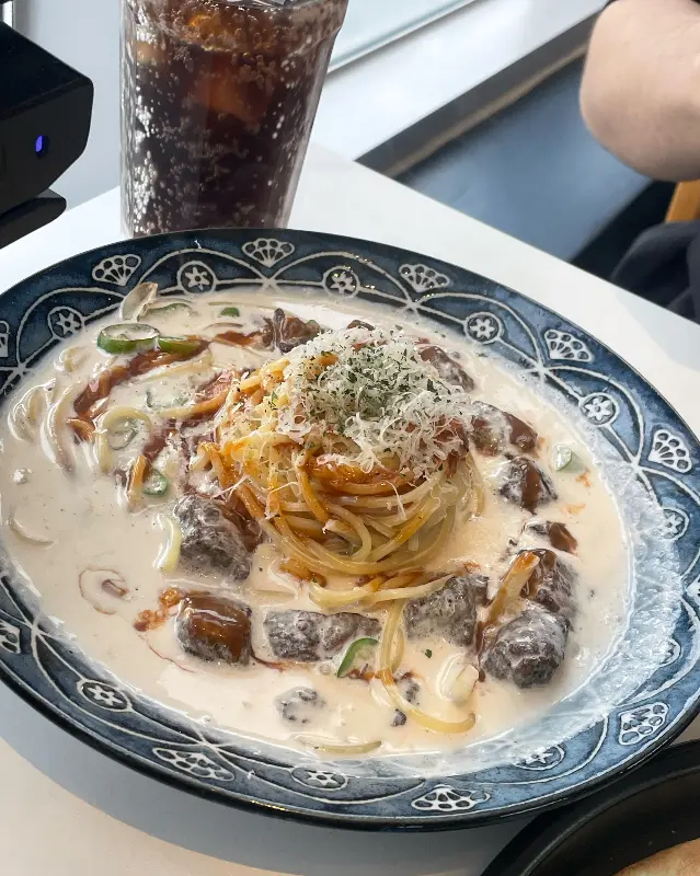 스테이크 크림 파스타