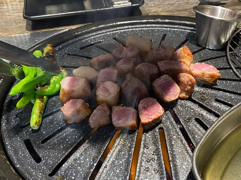 잘 구워진 돼지고기 조각들