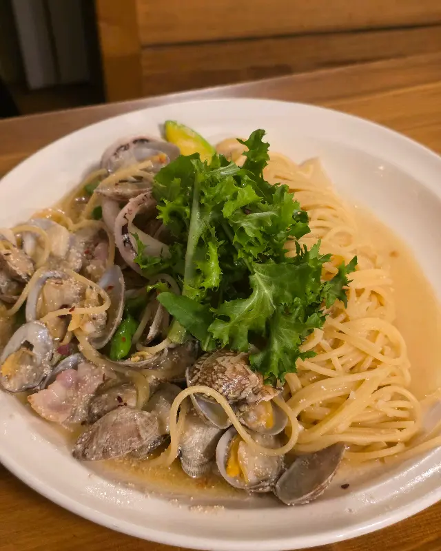 신선한 조개와 파스타의 만남